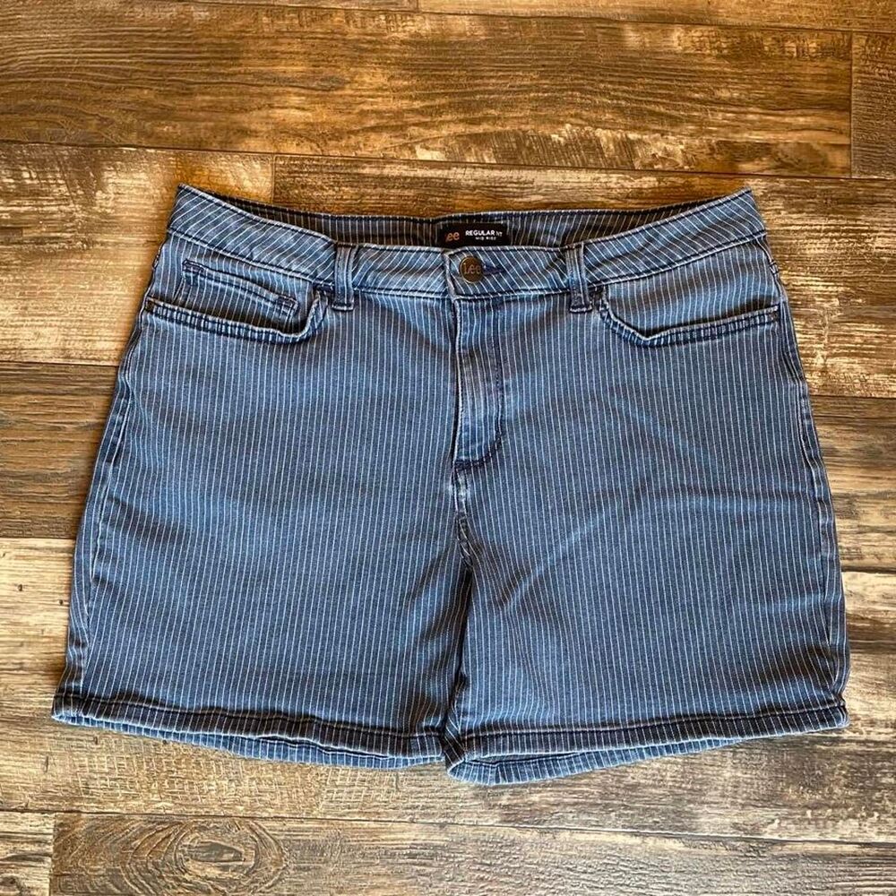Women's Lee Blue and White Pin stripe Shorts